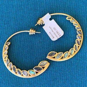 Dean Davidson Kamala Brushed Gold Plated Hoops w/Labradorite Earrings